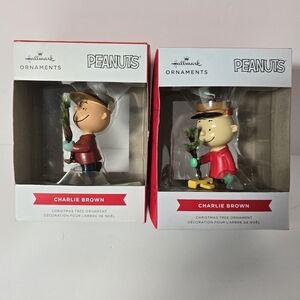 Peanuts hallmark Charlie brown ornaments 2 new